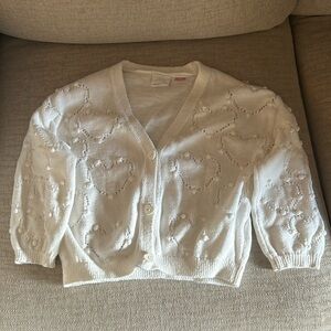Zara white button down heart cardigan size 3-4 years
